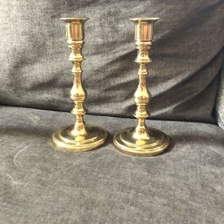 Pair Vintage (approx) 6 1/2 Inch Baldwin Polished Brass Candlesticks Polished