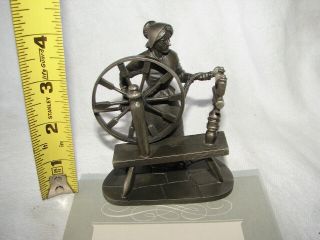 Vintage Franklin Colonial Pewter Metal Figure Statue 1975 The Spinner