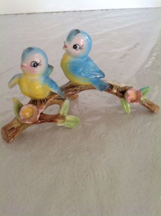 Vintage Norcrest Bluebirds On Branch Figurine 1950 