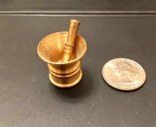 Miniature Brass Premium Mortar And Pestle Holland Figurine 2 Pc.  1950 