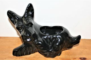 Vintage Black Scotty Dog Planter Porcelain Great