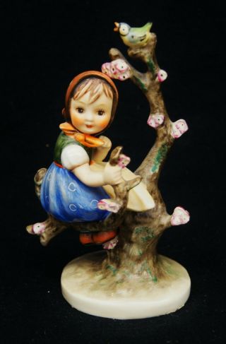 Hummel Figurine 141/i Apple Tree Girl 6 1/4 " Tmk - 3 Bird Flower Sitting A9260