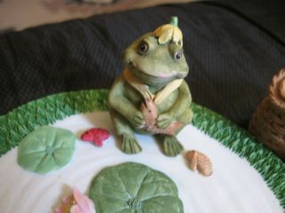 Vintage Cute Miniature Tea Set With Frogs Lilly Pad Garden Design 4