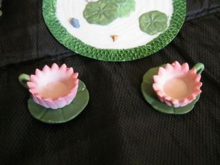 Vintage Cute Miniature Tea Set With Frogs Lilly Pad Garden Design 8