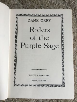 Zane Grey Riders Of The Purple Sage Vintage Hardcover Cowboy Westerns 1940 3