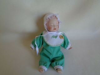 Vintage Porcelain And Fabric Miniature Baby Doll
