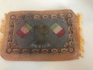 Antique 1906 - 1915 Tobacco Felts Flannel Fabric Rectangle 7” X 4 3/4” Mexico