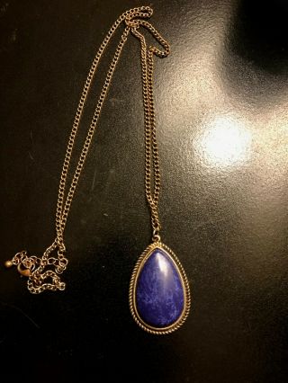 Forever 21 - Antique Style - Gold - Blue Stone Pendant - Long Necklace