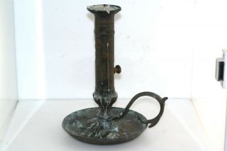 Antique Copper Brass Push Up Chamber Candlestick