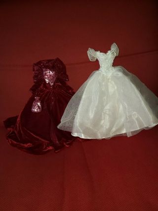 Vintage Holiday Barbie Gown And Wedding Dress