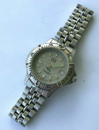 Vintage Esquire Esq Swiss Quartz Ladies Stainless Steel Watch W.  Quickset Date