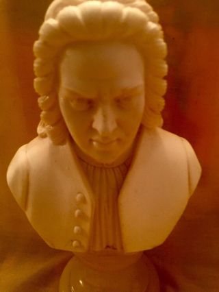 Vintage Alabaster Sculpture Js Bach Bust Signed Gionnelli Composer Piano Decor