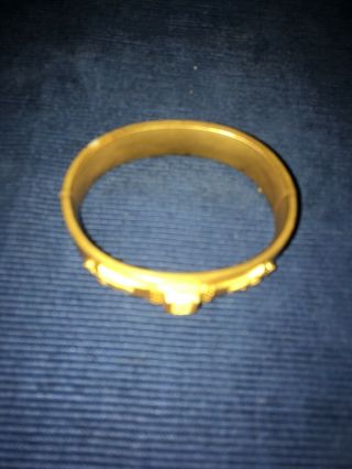 Antique Vtg Egyptian Revival Gold Tone Bangle Bracelet