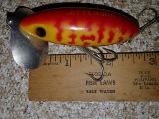 Fred Arbogast Jitterbug Lure - Wild Color Top Water Bait - Vintage 2 - 5/8 " Body