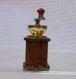 Miniature Wood Brass Coffee Grinder Doll House Shadow Box