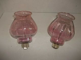2 HOME INTERIOR HOMCO PINK CELESTE OPTIC GLASS CANDLE VOTIVE CUP HOLDER SCONCES 3
