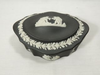 Vintage Wedgwood Black Jasperware Trinket Box