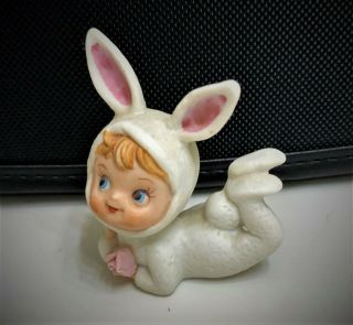 Ceramic Vintage Little Girl In White Bunny Suit - So Sweet 2 