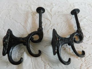 Antique Victorian Cast Iron Double Coat Hook & Hat Stand Wall Mount