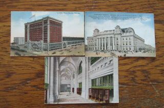 2 Antique Postcards Chicago Il Train Subway Terminals North Western Rr Lt36
