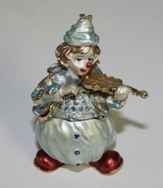 Dz Clown & Violin Jeweled Enameled Trinket Box With Swarovski Crystals Rucinni
