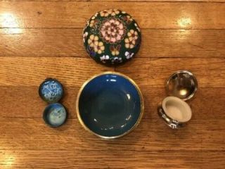 Chinese Exquisite Handmade Flower pattern Copper Cloisonne box and 2 Tiny ones 3