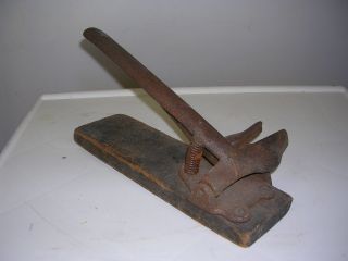 Antique Cast Iron Nutcracker Mounted On Board