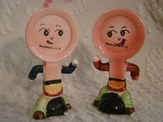 Vintage Japan Spoons Anthropomorphic Salt And Pepper Shakers Souvenir Wash.  D.  C.