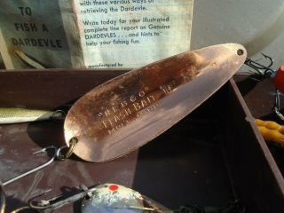 Vintage Tackle Box Full Of Old Fishing Lures & Accesories 1967 fishing licence 5