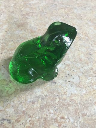 Green Glass Frog Paperweight