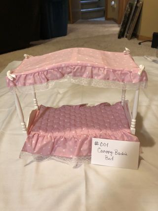 Mattel 1982 Barbie Dream Bed Canopy Doll Furniture Vintage Pink For Dolls