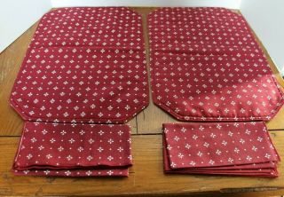 2 Longaberger Traditional Red Reversible Placemats And 2 Napkins