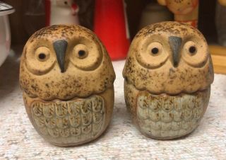 Vintage Fitz & Floyd Owl Salt And Pepper Shakers Mid Century Mod Pottery Ceramic