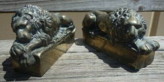 Vintage Pair Lion Sculpture Antonio Canova 1757 - 1822 Brass Metal Bookends