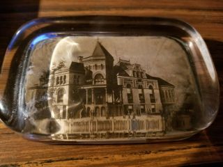 Antique Connecticut Fire Insurance Co.  Hartford Glass Advertising Paperweight