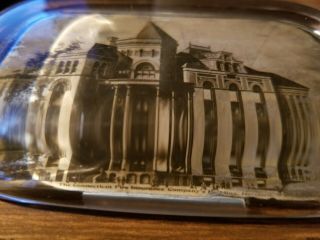 ANTIQUE CONNECTICUT FIRE INSURANCE CO.  Hartford Glass Advertising Paperweight 2