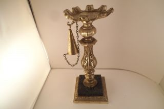 Vintage Dilly Metal Candle Holder With Italy Carrara Marble Base & Snuffer