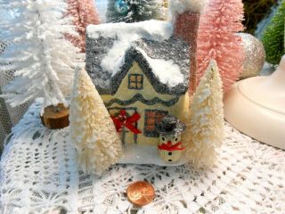 Teena Flanner Glittery Snowy Christmas House W Snowman By Midwest Cannon Falls