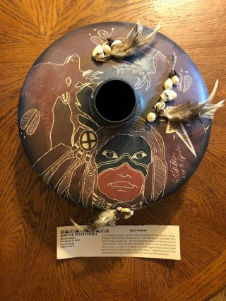 Large Pottery Piece By Jicarilla Apache Artist Rod Velarde Signed