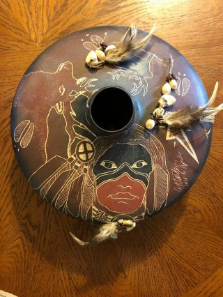 Large Pottery Piece By Jicarilla Apache Artist Rod Velarde Signed 2