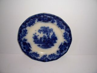 Antique J&g Alcock Scinde Flow Blue Plate 8.  5 Inches Oriental Stone 1840s