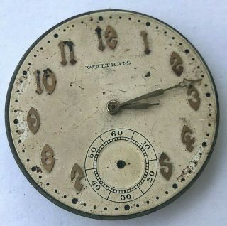 12s - Antique 1919 Waltham Riverside Winding Pocket Watch Movement,  21 J.  5 Adj