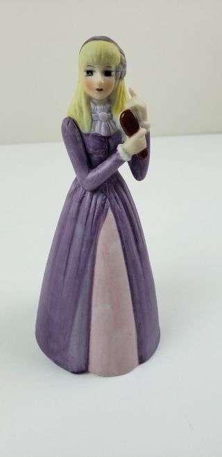 Porcelain Girl Figurine Bell Purple