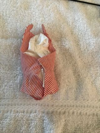 Vintage Barbie Clothes 1960s Busy Gal 981 Red And White Striped Bodysuit 2