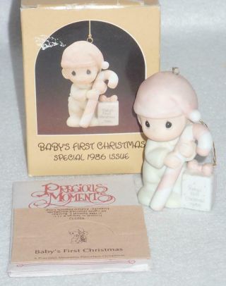Precious Moments Baby ' s First Christmas 1986 Ornament 102512 Box 3
