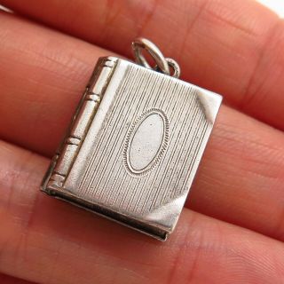Antique Art Deco 925 Sterling Silver Handcrafted Collectible Book Locket Pendant