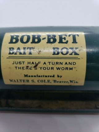 VINTAGE,  BOB - BET METAL BAIT BOX/ BELT BAIT HOLDER,  Walter S Cole 2