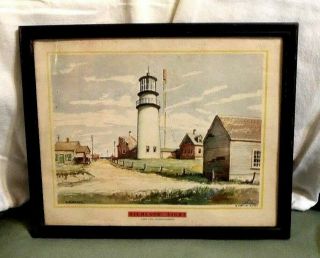 Vintage A R Herrick Highland Light Misprint Lighthouse Cape Cod,  Ma Framed Pic
