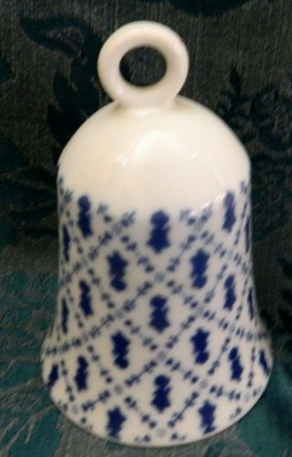 Vintage Holly Hobbie White & Blue Porcelain Bell Japan Petite Pattern