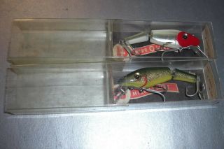 2 Vintage L&s Mirrolure Model 00m Jointed Lures In Boxes